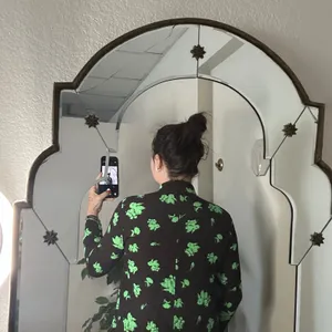 Ganni Floral Print Crepe Mini Shift Dress Brown Green Size 36 thumbnail 3