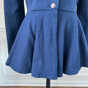 Vintage 80s IN2 Peplum Cardigan Jacket Dark Blue M thumbnail 5