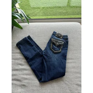Miss Me Easy Skinny Jeans Womens 26 Dark Wash Embellished Sequin Flap Pocket Mid thumbnail 4
