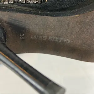 Miss Sixty Sade Stiletto Heels Black Leather Studs Jeweled Slingback Size 38 thumbnail 11