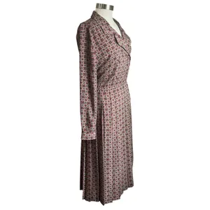 Vintage 1980s‎ Schrader Paisley Pleated Grandma Core Midi Length Dress Size 12 thumbnail 3