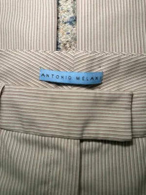 Antonio Melani Women's Size 8 Beige Brown Pinstripe Wide Leg Dress Pants thumbnail 2