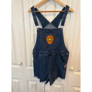 Disney Pixar Up‎ Junior Wilderness Explorer Embroidered Denim Shortalls Size XL thumbnail 2