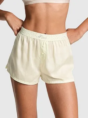 Victoria's Secret PINK Silky Sleep‎ Shine Boxy Pajama Shorts Rhinestone thumbnail 1