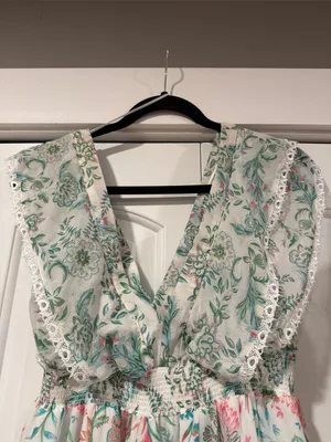 House of Harlow‎ 1960 Pastel Floral Tiered Maxi Dress - Mint & Blush thumbnail 4