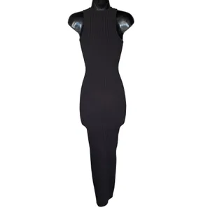 Meshki Knit Ribbed Bodycon‎ Maxi Dress sz XS Black thumbnail 3