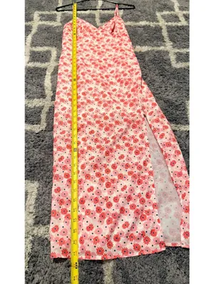 CIDER Women's Small Floral Spaghetti Strap V Neck Side Slit Midi Slip Dress thumbnail 11