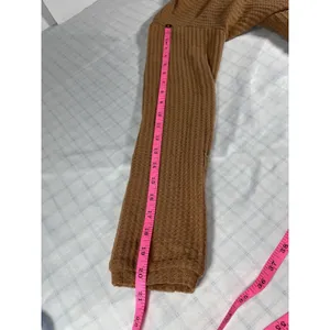 ROMWE Brown Waffle Knit Cropped Cardigan Sweater Women's Size L Large Boho Cozy thumbnail 6