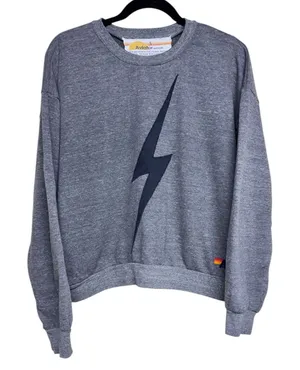 Aviator Nation Bolt Stitch Relaxed Crew Sweatshirt Gray Size‎ Small thumbnail 1