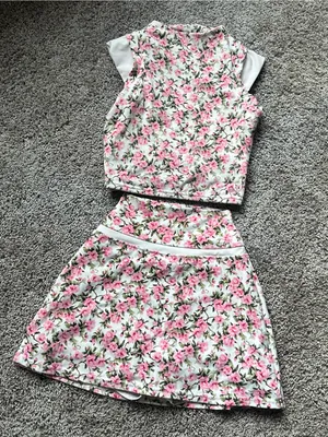 Astoria Activewear Floral Pink and White Two-Piece Skirt Set thumbnail 2