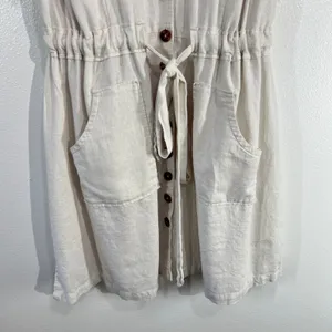 ModCloth Linen Blend Shirt Dress 1X Coastal Soft‎ Girl Minimalist Beige Pockets thumbnail 7