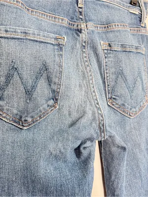 MOTHER Insider Crop Step Fray Kick Flare 26 Girl Crush Mid Wash Stretch Denim thumbnail 2
