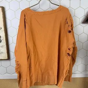Free People Hole My Heart Oversized Distressed Orange Sweatshirt - Size - XXS thumbnail 2
