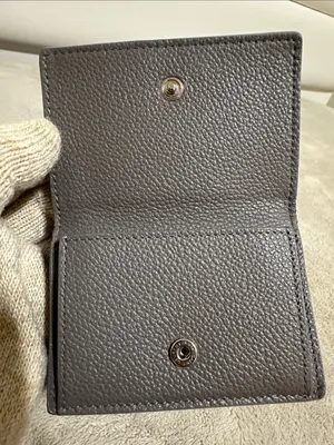 Saint Laurent Pebbled Leather Card Case in Taupe Gray thumbnail 9