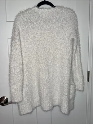 Mudd Fuzzy White Open Cardigan thumbnail 2
