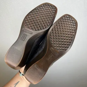 Aerosoles Dark Brown Croc Embossed Wedge Loafers Square Toe Shoes Womens 8.5 thumbnail 5