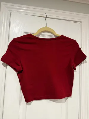 NWT Wild Fable Size XXL Burgundy Cropped Baby Tee Short Sleeve Crew Neck thumbnail 4