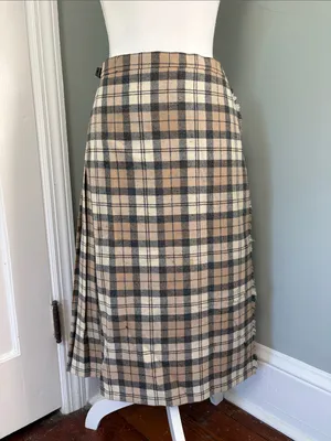 Vintage 100% Wool‎ Scottish Plaid Scotland Kilt Pleated Midi Skirt size 38 thumbnail 2
