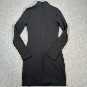 Princess Polly Size 4 Black Ribbed Mini Dress Mock Neck Side Slit Long Sleeve thumbnail 8