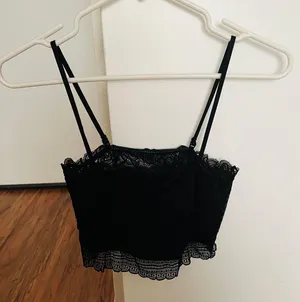 Black Lace Crop Top With Removable Straps thumbnail 1