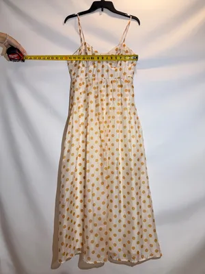 En Saison Ava Gold Polka Dot Ruffle Puff Sleeve Midi Dress Size Medium thumbnail 3