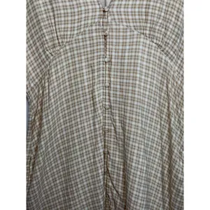 Abercrombie & Fitch Cream Tan Plaid V-Neck Short Sleeve Mini Dress Womens Size L thumbnail 5