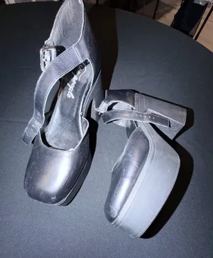 Free People Black Leather Platform Mary Jane Heels 38.5 / 8.5 thumbnail 1