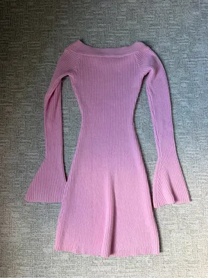Princess Polly Ribbed Bardot Mini Dress - Pink thumbnail 5