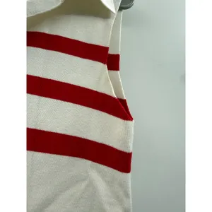 Lulus Striped Sleeveless‎ Sweater Dress Womens M White Red Polo Collar Knit Mini thumbnail 13