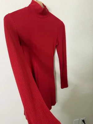 Reformation Sammi Ribbed Mock Neck Mini Dress Red Womens Size S‎ thumbnail 3