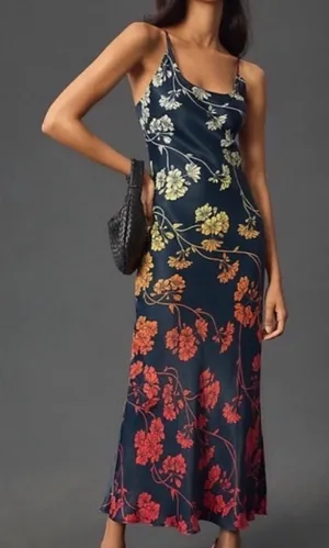 Anthropologie Conditions Apply Floral Maxi Slip‎ Dress XS Tropical Ombre Resort thumbnail 1