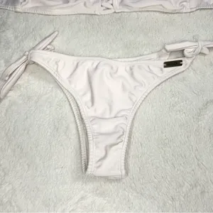 Girasole Swimwear White Ruffle Bandeau High Cut Bikini Set Size Small thumbnail 5