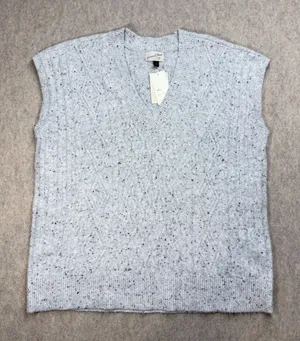 Universal Threads Womens Cable Knit V-Neck Sweater Vest Gray‎ Flecked Large NWT thumbnail 1