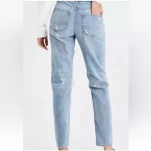 American Eagle‎ Mom Jeans Women's 8 Short Distressed High Rise Straight Leg Blue thumbnail 2