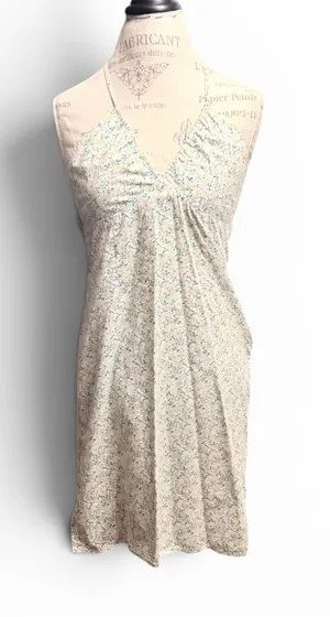 Abercrombie & Fitch Ivory Floral Babydoll Halter Dress Sz S thumbnail 1