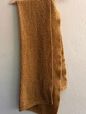 aerie Golden Mustard Textured Knit Scarf Wrap thumbnail 2