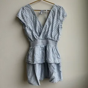 American Eagle Garden Party Ruffle Feminine Romantic Blue White Dress Size Mediu thumbnail 5