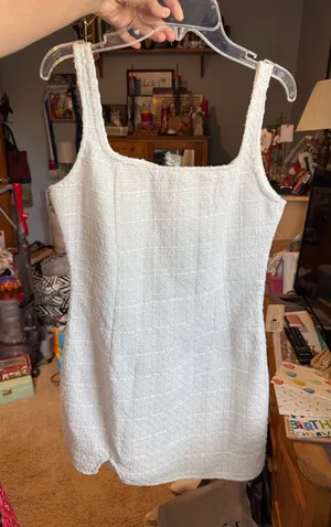 Textured White Tank Dress Size 4 thumbnail 1