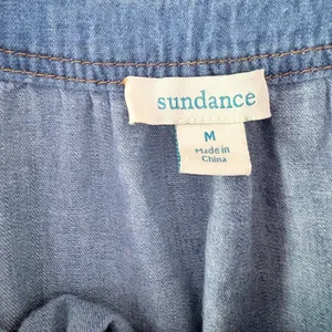 Sundance Denim Chambray Top M Blue Boho Puff Sleeve Square Neck Cotton Blouse thumbnail 6