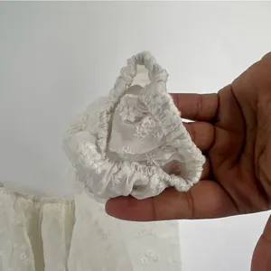 Heatherly Cottage Eyelet Crop Top Balloon‎ Sleeve Peasant Embroidered Size XSP thumbnail 4