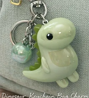 NEW Light Green Dinosaur Keychain Bag Charm – Cute Acrylic Dino thumbnail 1