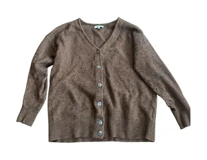 Madewell Womens Brown Merino Wool Blend V-Neck Button Front Cardigan Sweater M thumbnail 1