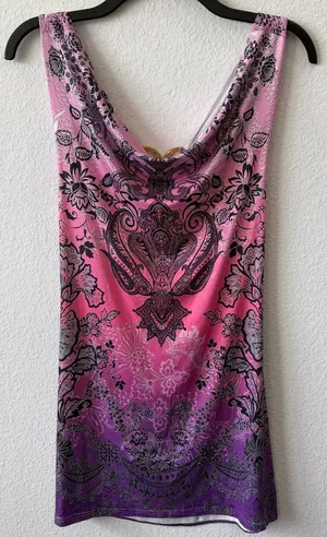 Pink & Purple Ombre Paisley Open Back Top thumbnail 1