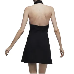 ZARA Halter Black Shawl Collar Tuxedo Dress Black Size Medium thumbnail 8