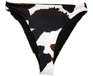Cow hide print size medium high rise bikini bottom Brown thumbnail 1