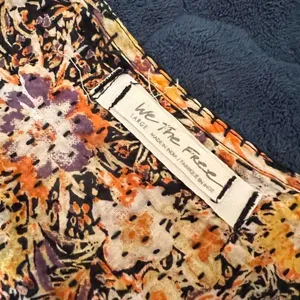 Free People We The Free Cool Meadow Midnight Combo Long Balloon Sleeves Boho Slouchy Top L thumbnail 12