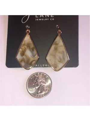 Jasmine Lane Marbled Gold Tone and Cream Dangle Drop Boho Earrings thumbnail 4