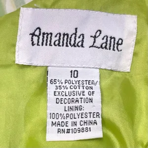 Amanda Lane‎ Retro Lime Green Polka Dot Summer Dress Size 10 thumbnail 9