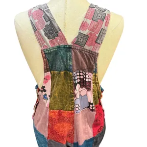 VTG Rhea S Patchwork Overalls Jumpsuit Cotton Boho Hippie Festival Cottagecore thumbnail 9
