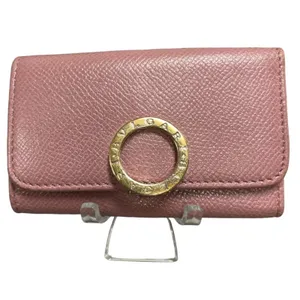BVLGARI Bulgari Key Holder Grain Calf Leather Pink Red Series Gold Hardware EUC thumbnail 4